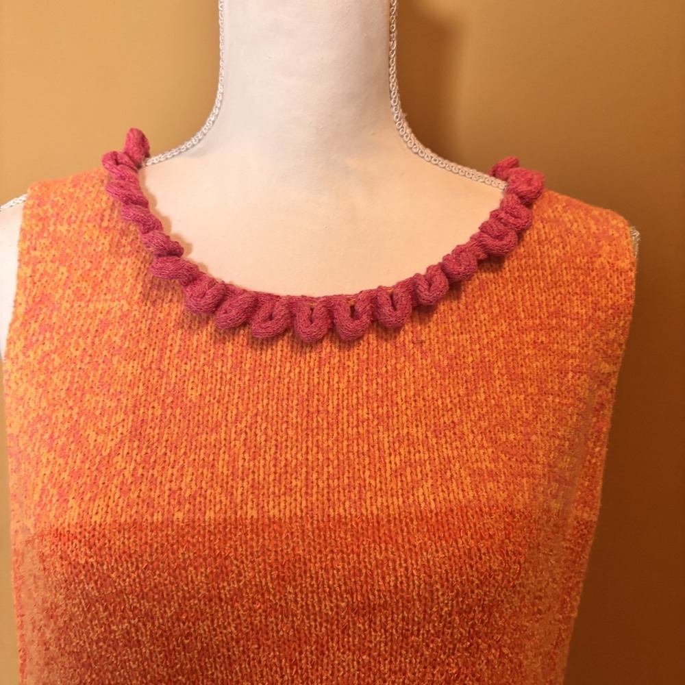 Susan Bristol Sweater Sleeveless Knit Womens Size XL Pink Orange Colorblock - Picture 3 of 5